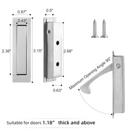 Vancoho Pocket Door Pull Handle, Stainless Steel Edge Pull, Recessed Sliding Door Pulls Finger Flush Pull Hardware (Brushed Steel, 1 Pack)