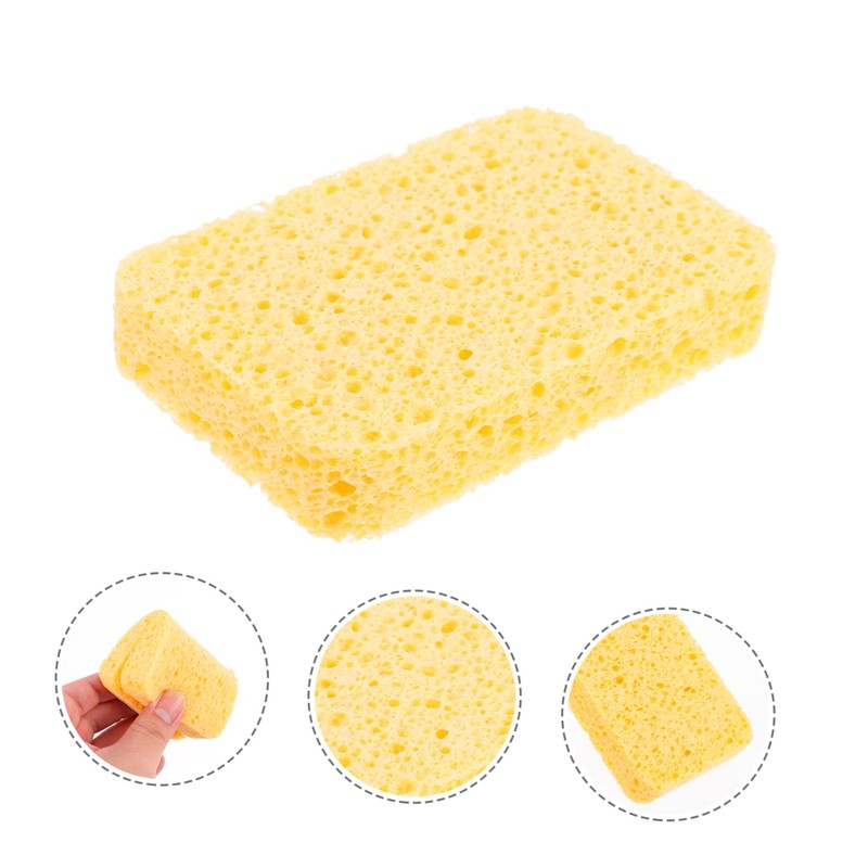 KOMBIUDA 4pcs Wood Pulp Dishwashing Sponge Heavy Duty Cellulose Scrub