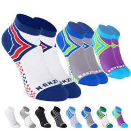 NEWZILL Low-Cut Compression Socks Unisex Running Socks with Embedded Frequency Technology for Heel, Ankle & Arch Support, Improves Stamina Endurance & Balance（L/XL WBlue/Gpur/BGrn）