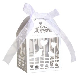 HICOHAND Paper Candy Boxes, 50 Pack Lovebird Wedding Favour Boxes Paper Candy Treat Box Hollow Gift Box for Bridal Baby Shower Banquet Engagement Party