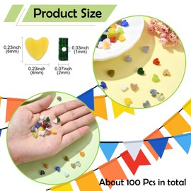 UR URLIFEHALL 100 Pcs Handmade Lampwork Glass Heart Beads Flat Heart Shaped Beads for Jewellery Making DIY Sweet Crafts Home Party Decorative