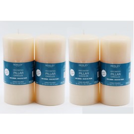 Hosley Ivory Unscented Pillar Candle 6" High Set of 4, Hand-Poured Candle Long Clean Burning, Ideal for Wedding Emergency Lanterns Spa Aromatherapy Party Reiki Candle Gardens