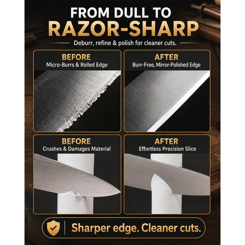 Leather Strop for Knife Sharpening: Double-Sided Genuine Cowhide Stropping Block