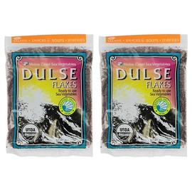 Dulse Flakes - Certified Organic- Sea Vegetables, washed, Pure Vegan- Maine Coast 4oz. (Pack OF 2)