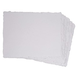 Wanderings Handmade White Deckle Edge Blank Paper - Recycled - Pack of 25 - Watercolour/Mixed Media Paper - Artwork, Posters, Signs, Menus, Invitations - Extra Thick 300 GSM - Large 10x12”