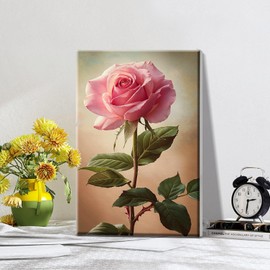 ATDMS Paint by Numbers Kit for Adults with Easel Flowers Paint by Number with Frame DIY Floral Paint by Number with Easel Adult Paint by Number Kits on Canvas Framed for Home Wall Decor 8x12 Inch