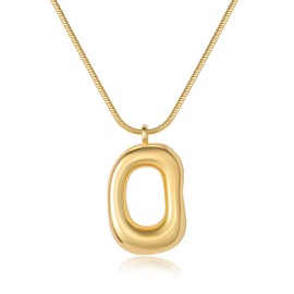 ALFISO Chunky Gold Necklace for Women, 14K Gold Plated Geometric Pendant