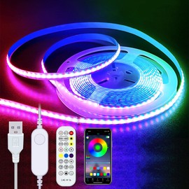 UVTaoYuan RGB COB LED Strip Lights 6.56ft 1152LEDs,5V USB Color Changing Strip Light, Smart APP Control Music Sync Led Strip, Multi-Color Led Strip Light with Remote for Indoor Home Commercial Decor