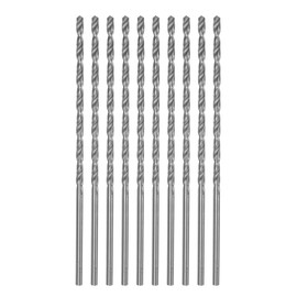 QUARKZMAN Extra Long Spiral Drill Bits 3.2 mm HSS Drill Bit with High-Speed Steel Straight Shank Drill Bits 120 mm Length for Metal Woodwork Plastic Aluminium Alloy Pack of 10