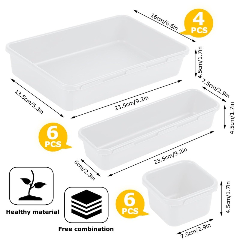 Omtofo 16 Pieces White Drawer Organiser System Organiser, Drawer Divider
