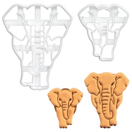 BAKERLOGY Set of 2 Elephant Cookie Cutters (Mother Elephant and Young Elephant Shapes)
