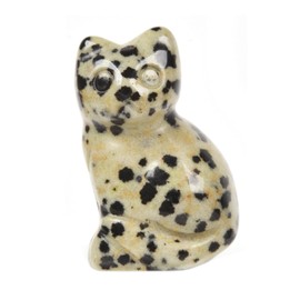 Carved Natural Dalmatian Jasper Cat Guardian Statue Home Decor Reiki Chakra Healing Crystal Desk Gemstone Decoration Stone Crafts Gemstone Collectible Gift