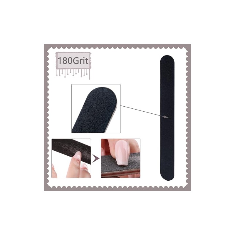 Paquete de 60 limas de uñas, lima de uñas negras