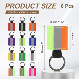 PATIKIL 8 Pcs Reflective Keychain, Reflective Strips High Visibility Safety Keychain Tags Lanyards Pendants Bright Zipper Pulls Waterproof for Backpack Running Cycling, Green Orange