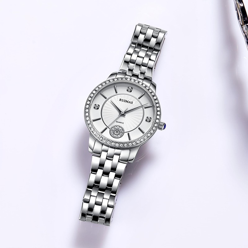 RUIMAS Women's Analog Waterproof Date Fashion Popular Metal Band Quartz