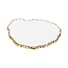 Elegance White Gold Rock Edge Cheese Tray – Luxurious Gold Plated Serving Platter for Cheese, Fruits, and Appetizers, 13.5"