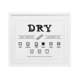 Stupell Industries Dry Cycle Instructions Chart White Framed Print Under Glass design by Lettered and Lined, 13 x 16