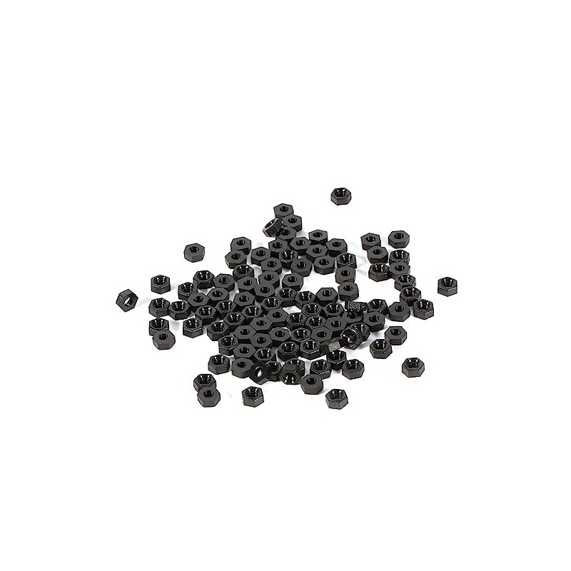 100pcs Hex Nut Nylon Nut M3 Screw Nut Thread Black