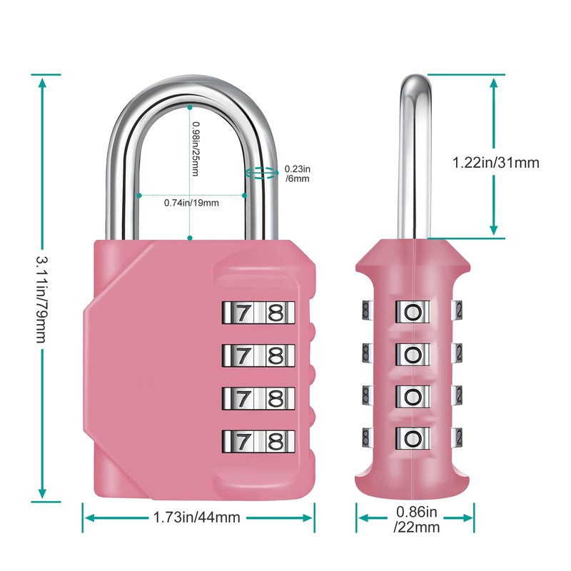 ZHEGE Padlock with Code, 4 Digit Combination Lock for Locker,