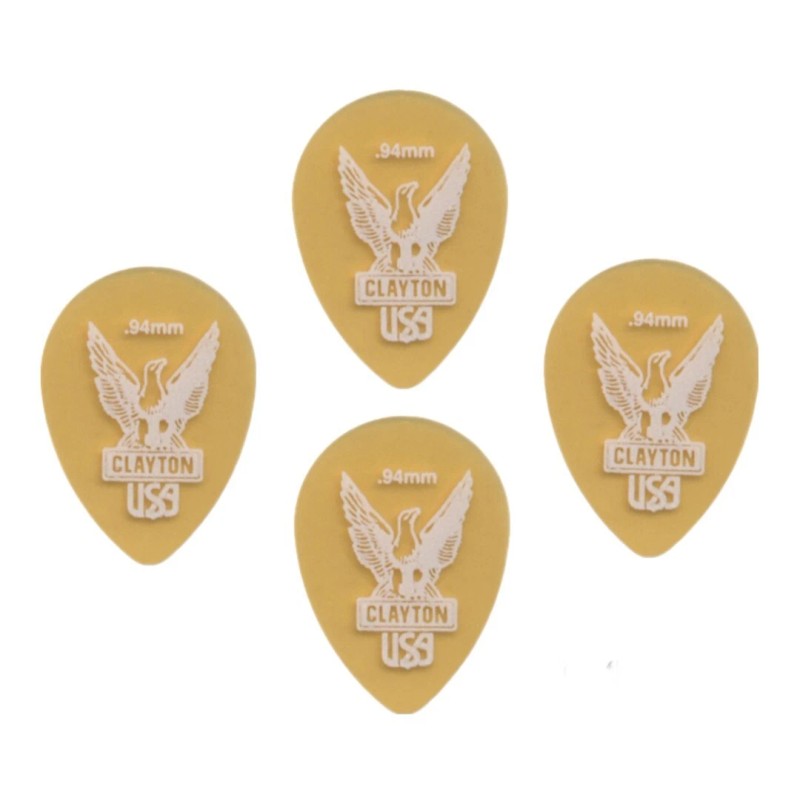 Clayton Ultem Gold Small Teardrop Guitar Picks - .94mm 3