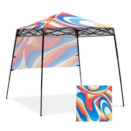 EAGLE PEAK 8x8 Pop Up Canopy Tent with Sidewall, Compact, Portable Slant Leg Instant Sun Shelter for Beach, Sports, & Camping, 8x8 Base 6x6 Top, Swirl