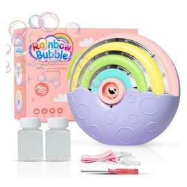 Bombble Automatic Bubble Machine, Portable Rainbow Bubble Machine 1500+ Bubbles/Min with Bubble Solution*2, Bubble Toys for Children for Outdoor/Party/Wedding Best Birthday (Purple)