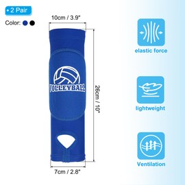 PATIKIL Volleyball Arm Sleeves, 2 Pair Passing Forearm Sleeve with Protection Pads Thumbhole Volleyball Arm Pads for Youth Teenagers Men Women, Blue,Black