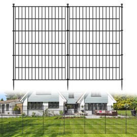 5 Panels No Dig Decorative Outdoor Garden Fence for Yard, 40 in(H) X 11.8 ft(L) Animal Barrier Fencing Rustproof Metal Wire Panel Border for Dog, Rabbits, and Patio Temporary Ground Stakes
