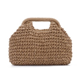 KUANG! Straw Dumpling Clutch Purse Summer Vacation Beach Crossbody Bag for Women Pouch Straw Woven Handbag