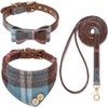 EXPAWLORER Dog Leash and Collar Set - Cute Plaid Dog