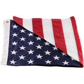 American Flag - 100% Made In USA - Strong Like Americans Made By Americans: Embroidered Stars - Sewn Stripes - 2.5 by 4 Foot