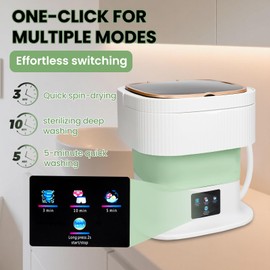 Portable Washing Machine Mini Washer for Apartments - Compact, Foldable Countertop Clothes Washer & Dryer Combo, Small Lavadora Portatil, Handheld Laundry Machine (Green, Large)
