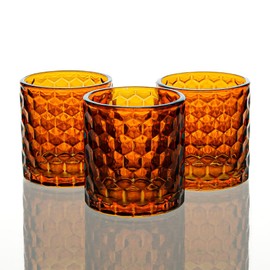 Richland Amber Chunky Honeycomb Glass Votive & Tealight Candle Holder Set of 48