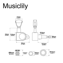 Musiclily 3L3R Roto Style Closed Guitar Tuners Machine Heads Set for Epiphone Les Paul SG Style Electric Guitar Folk Acoustic Guitar Chrome Keystone Button