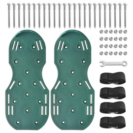 Gunpla Nail shoes with fastener, lawn aerator shoes with 6 cm steel spikes, for garden lawn aeration and ventilation, green, includes wrench