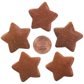 mookaitedecor Pack of 5 Star Shape Crystal Healing Stone, Polished Pocket Stones Palm Worry Chakra Stones for Reiki, Meditation, Jewellery Making & Home Decoration, Stone Crystal, gold sandstone