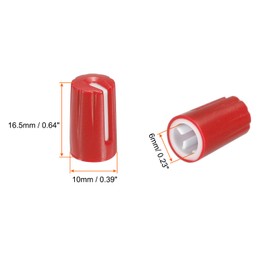 QUARKZMAN Potentiometer Rotary Knob ABS Guitar Knob for 6 mm D Type Wave Electric Guitar Power Amplifier Stereo Systems Bass Volume Tone 270° Rotary Knob Red White Pack of 20
