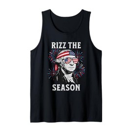 George Washington Funny Rizz 4th of July George USA Flag Tank Top
