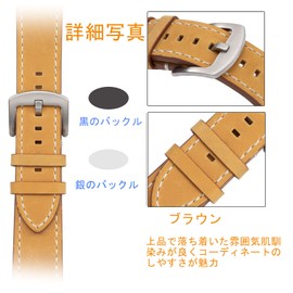 SEUER Watch Band, 0.8 inch (20 mm), 0.9 inch (22 mm), Genuine Cowhide, Watch Replacement Strap, Leather, Business, Smart Watch Replacement Belt, Men's, Women’s, 22 mm, Leather