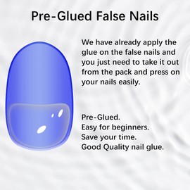 36 Pieces Oval Shape Print On Nails (BULE-BLACK)