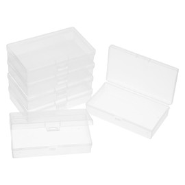 PATIKIL 5.3x3.1x1.2 Inch Mini Plastic Storage Containers Box, 12Pcs Clear Rectangle Organizer Container with Hinged Lids for Collecting Small Items Beads Jewelry Art Craft