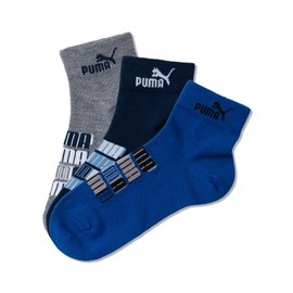 Puma 4293-246 Socks, Kids' Socks, Sneaker Socks, Short Length, 3 Pairs, Boys and Girls, Preparation for Kindergarten Entrance and School, 7.9 inches (19 cm), 7.9 inches (20 cm), 8.3 inches (21 cm