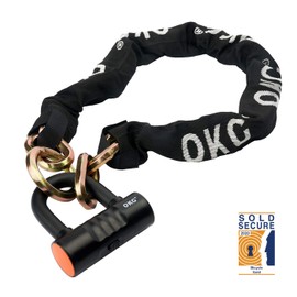 OKG Bike Lock Motorcycle Chain Lock 3.3FT, 9lbs Heavy Duty Anti Theft Moped Lock with 12mm Chain and 16mm Disc Lock Noose Security Chain Lock for Bicycle, Mopeds, Scooters and Motorcycles