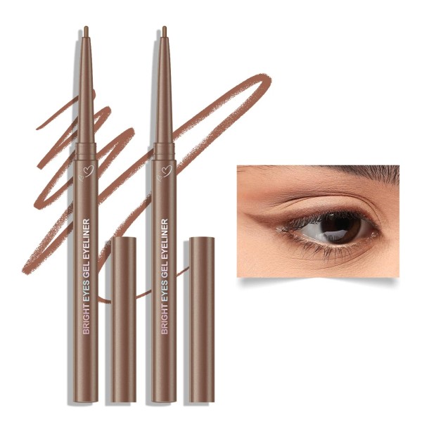 KYDA 2 Pcs Light Brown Gel Eyeliner Pencil, Smooth Creamy