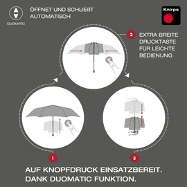 Knirps T Duomatic "Black Edition" Pocket Umbrella - Foldable - Storm Resistant - Automatic Open/Close - Windproof, black