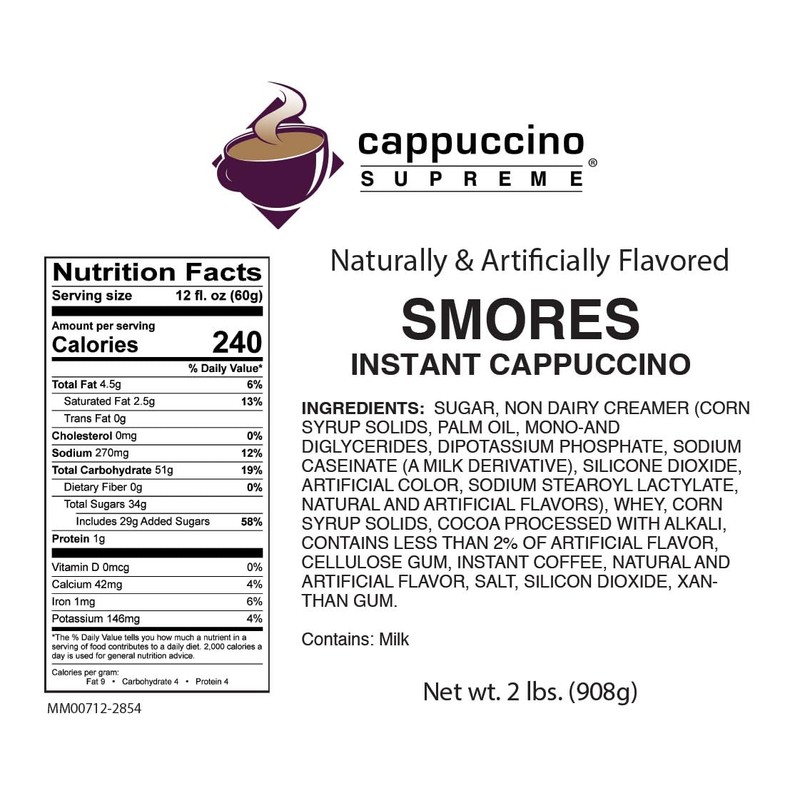 Cappuccino Supreme 2 lb bag Smores Instant Cappuccino Mix