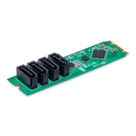 StarTech.com 4-Port M.2 to SATA Adapter Card, M.2 PCIe 3.0 to SATA HDD/SSD Expansion Card for Windows/macOS/Linux, TAA