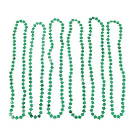 Fun Express - Metallic Beaded Shamrock Necklaces for St. Patrick's Day - Jewelry - Mardi Gras Beads - Mot Shaped - St. Patrick's Day - 12 Pieces