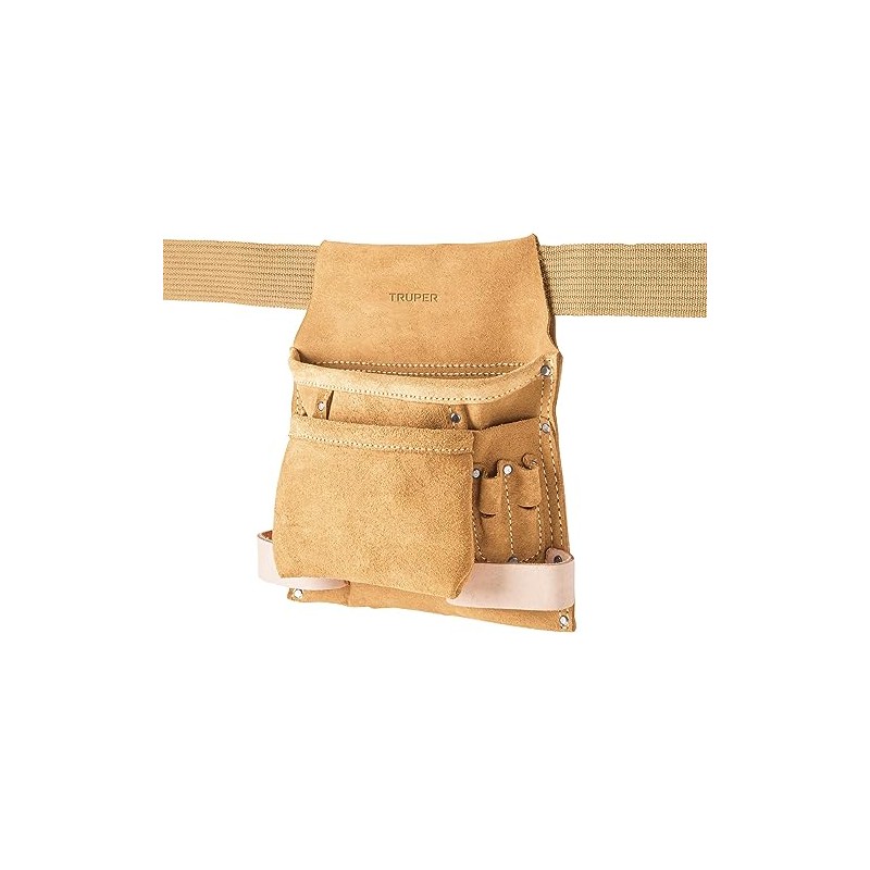 Truper POHE-10C, Porta herramientas de carnaza con 10 compartimentos