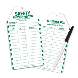 Safety Inspection Tags 25 Pack, Bilingual English/Spanish Equipment Maintenance Record Tags, Waterproof PVC, Tear-Resistant Double-Sided Tag, OSHA Compliant Safety Checklist Labels